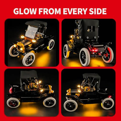 BRIKSMAX 2.0 LED Light Kit Compatible with LEGO Icons Ford Model T 11376 Building Set, for Builders and Collectors, Hidden Wire Design for Home Decor,Desk Display,Gift Giving(NO LEGO)