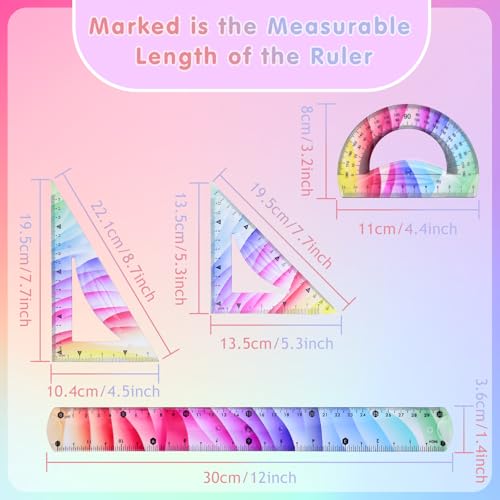 4 Pcs Flexible Rulers Set, Geometry Kit, Bendable Rulers (12 Inch)