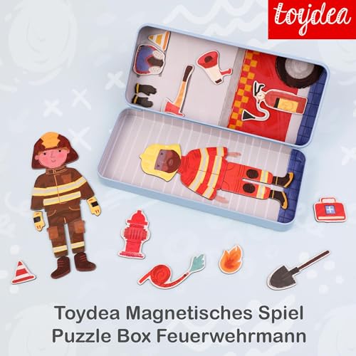 Magnetic Puzzle Box for Kids Ages 3-5 Firefighter Travel Puzzle Game - color: Firefighter