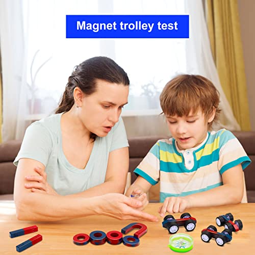 Science Magnet Kit for Kids Include Bar/Ring/Horseshoe/Compass/Magnetic Car