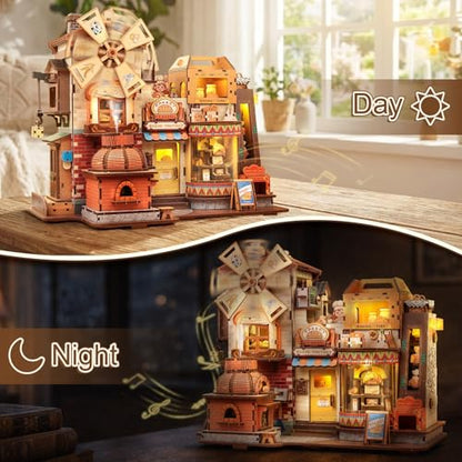 Fsolis 3D Wooden Puzzles for Adults - Mechanical Bread Factory Building Kit - color: Bread Factory