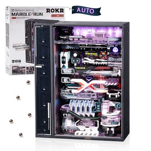 ROKR 3D Puzzles Building Toy Sets Marble Run Model Kits for Adults, 140pcs Brain Teaser STEM Kit for Adult, DIY Hobbies for Men Women,cx (Parallel World MR02S)