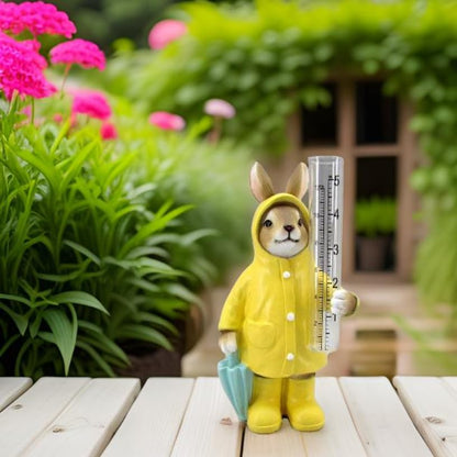 The Bridge Collection Raincoat Bunny Rain Gauge-Cute Rabbit Decor