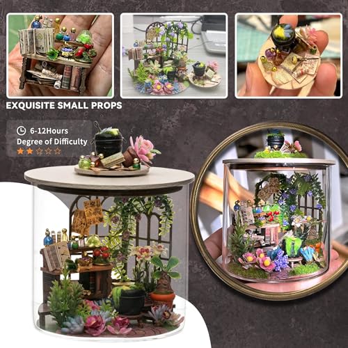 Flever Dollhouse Miniature DIY House Kit Creative Room Dream Bottle Series with Furniture for Romantic Valentine's Gift (Magic Garden) - color: Magic Garden