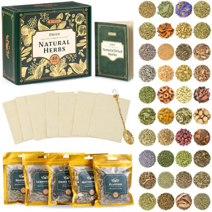 Wyspell 40 Pcs Dried Herbs and Flowers for Witchcraft, Candle & Soap Making