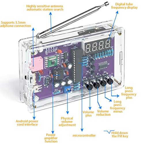 Gikfun FM Radio Kit Soldering Practice Kit DIY School Project FM 87-108MHz with 2 Power Supply Modes, Soldering Learning and Teaching for Beginners, Adults EK1989