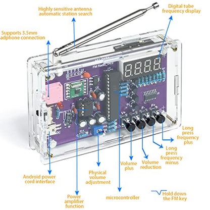 Gikfun FM Radio Kit Soldering Practice Kit DIY School Project FM 87-108MHz with 2 Power Supply Modes, Soldering Learning and Teaching for Beginners, Adults EK1989
