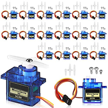 Hanaive 16 Pcs Sg90 9g Mini Micro Servo Motors Rc Servo Kit