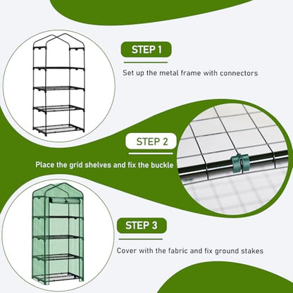 Outvita Mini Greenhouse, Small PE, 4 Tiers, White, 27"x19.6"x63" - style: 4 tiers 4 shelves