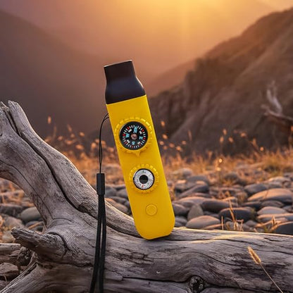 Multifunctional Survival Emergency Whistle for Kids with Compass Hiking Survival, Thermometer & Neck Lanyard | Emergency Safety Gear for Hiking, Camping, Kayaking, Boating, Climbing - color: egg yellow2pcs