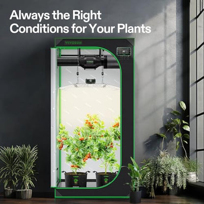 VIVOSUN GIY Smart Grow Tent System 3x3, WiFi-Integrated Grow Tent Kit, with Automate Ventilation and Circulation, Schedule Full Spectrum 200W LED Grow Light, and GrowHub E42A+Controller - size: 36"x36"x72"