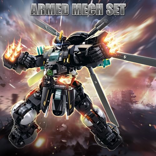 HIGH GODO Armed Mech Robot Transforming Building Blocks Set for Adults,City Warrior Justice Hero Soldier Mech Model Building Kit, Cool Creative Robots Toys Gift for Teens, 545 Pieces - style: Armed Mech