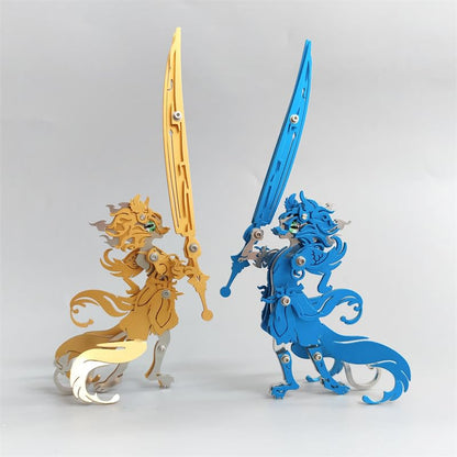3D Metal Puzzle The Meow Meow Family General Cat, Blue - color: General Cat Blue