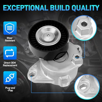 Serpentine Belt Tensioner & Idler Pulley Kit Compatible with Mercedes-Benz