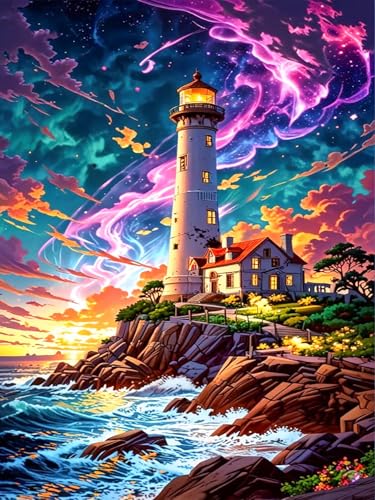 Diamond Art Kits for Adults & Beginners, Lighthouse Diamond Painting Kit - color: HMDPUS-25902