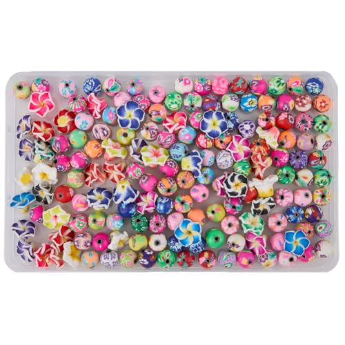 SUNNYCLUE 1 Box About 160Pcs 6 Sets Bracelet Making Kits Plumeria Flower Beads Set 3D Hawaiian Summer Beach Polymer Clay Beads for Bracelets Jewelry Making Kit Supplies Women Adults Starter Beginners - style: Flower 1