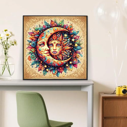 ijbnhd Sun and Moon Diamond Art Kits for Adults Round Full Drill 14x14inch - color: Sun and Moon, size: 14x14in(35x35cm)