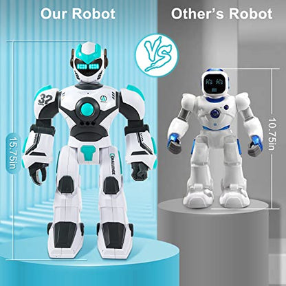 HPROMOT RC Robot Toy| Voice & Gesture Control| Walking Dancing Singing| Ages 6+ | Remote Gesture & Voice Control | Walks | Dances & Sings | Rechargeable | Educational Gift for Boys & Girls Ages 6+ - color: Blue