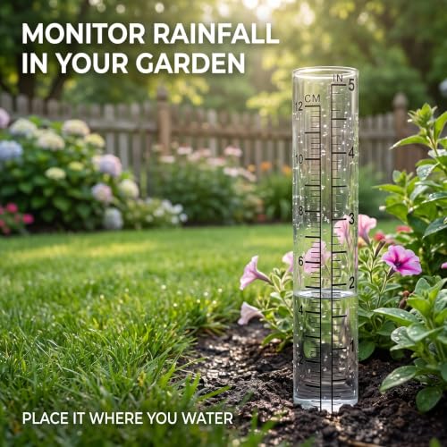14cm Total Length Clear Rain Gauge Rain Gauge Measures Sprinkler for Yard Garden Outdoor Home Rain Gauges Accessories Drip Irrigation Kit with Timer for Raised Bed Gardening Rain Gauges Outdoor Décor