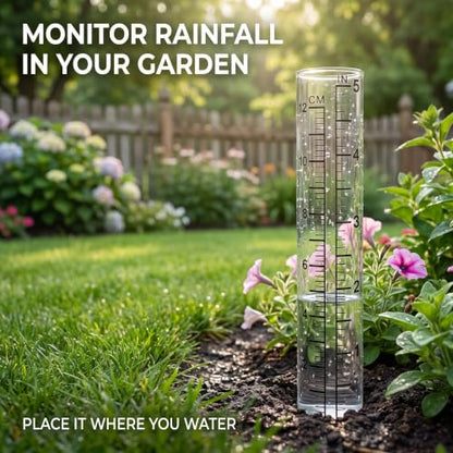 14cm Total Length Clear Rain Gauge Rain Gauge Measures Sprinkler for Yard Garden Outdoor Home Rain Gauges Accessories Drip Irrigation Kit with Timer for Raised Bed Gardening Rain Gauges Outdoor Décor