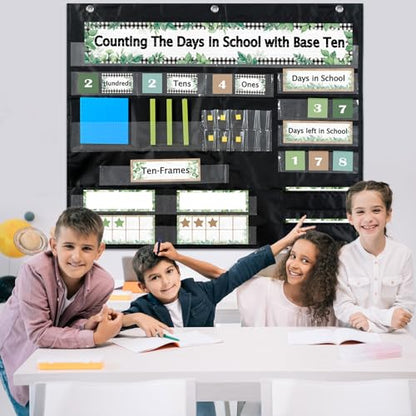 Greenery Back to Counting The Days with Base Ten Place Value Teaching Materials Counting for Activities Bulletin Board Home Decor - style: Greenery