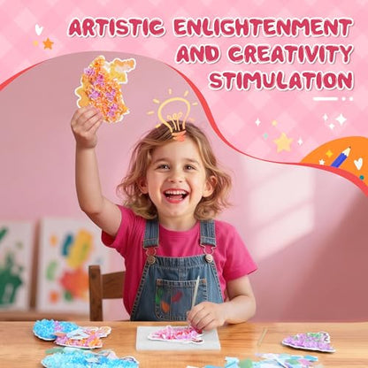 Poke Art Kit for Girls Ages 4-8 | Princess Theme DIY Craft Kit | Mess-Free Fabric Puncture Painting | Creative Activity Gift for 6-12 Year Old Girls | Birthday Party Art Set - color: Magic Princess