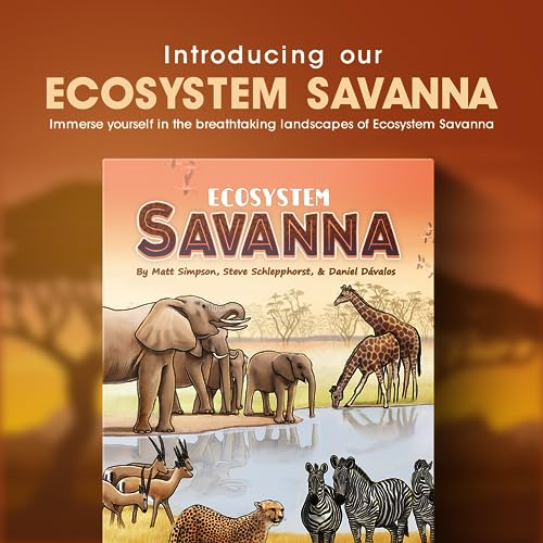 Ecosystem: Savanna - A Family Card Game About Animals on Grassy Woodland of African Savanna - Fun & Educational Ecology Game for Kids & Adults - Strategy Board Game for Gamers, Students & Teachers - style: Ecosystem Savanna