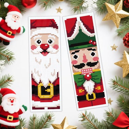 ACRNIGHEET 6PCS Christmas Cross Stitch Bookmark Kit for Beginner Stamped Cross Stitch Kits for Adults DIY Embroidery Bookmark Kits with English Instructions Hand Craft Gift 8.5''x3'' 11CT - style: Christmas Patterns 1