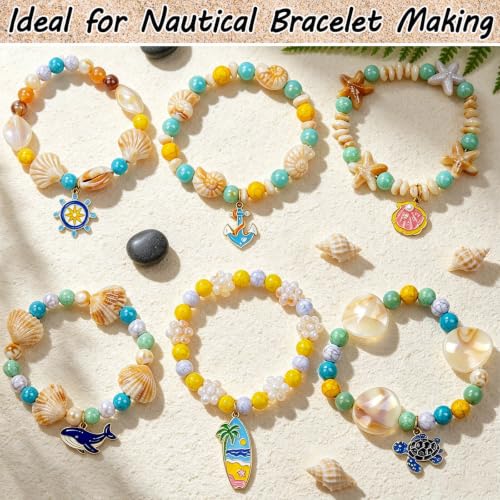 DIY Bead Kit for Jewelry Making, 8MM Two-Tone Acrylic Beads Ocean & Bohemian Style Faux Turquoise Bead White Crack Bead for Summer Beach Necklace Earring Bracelet Craft DIY Accessory (Camel+Blue) - color: Camel+Blue