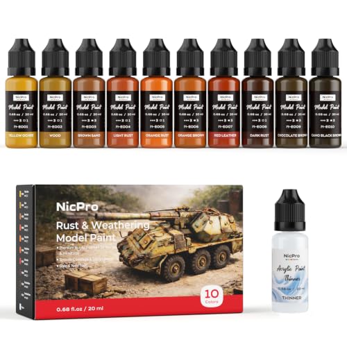 Nicpro 10 Colors Rust & Weathering Model Paint Set, 20ml - style: Rust & Weathering