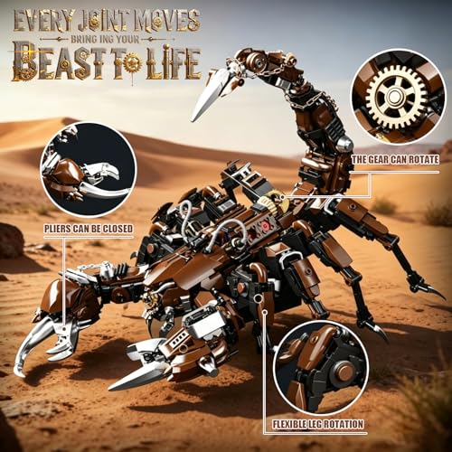 Mechanical Scorpion Building Set, 1074PCS Animal Construction Toy, Biomimetic Mechanical Toys with Movable Claws, Christmas Birthday Gifts for Boys Ages 8-12 & Teens Adults - size: SCORPION