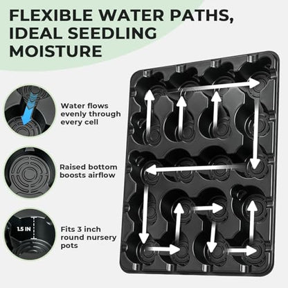 homenote 5 Pack 20 Cell Seed Starter Trays with 100 Clear 3 Inch Plant Pots - size: 3 Inch, style: 5 Pack Seed Starter Tray+Nursery Pots