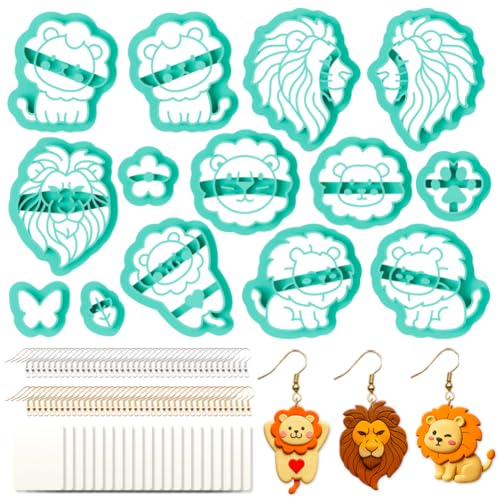 14Pcs Polymer Clay Cutters Lion Ceramics Jewelry Cutters for Animal Themed Polymer Pottery Jewelry Making