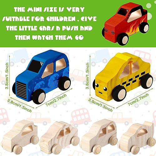 Chivao 24 Pcs Unfinished Wooden Cars, Kids Paintable DIY Toys,Classic Style - color: Classic Style