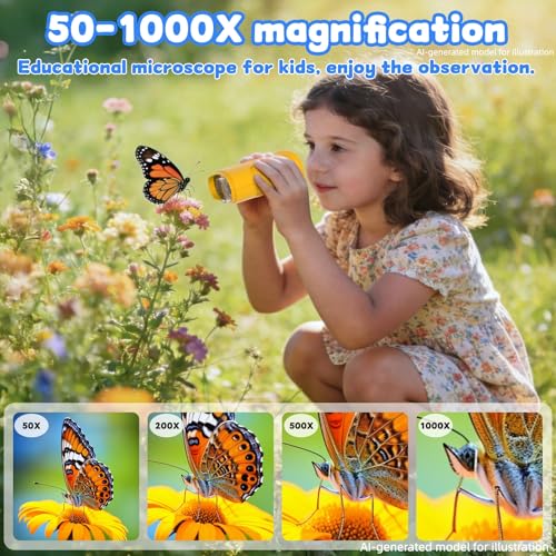 1000X Handheld Digital Microscope for Kids, STEM Educational Toy - color: Orange