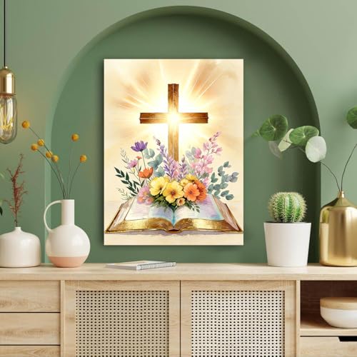 Cross Diamond Painting Kits for Adults, Christian Diamond Art for Adult - color: Bible with Cross