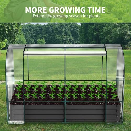 DoCred Garden Bed with PVC Cover, 72.8" x 37.4" x 47.2" Metal Planter Box - color: Black, size: 72.8" x 37.4" x 47.2"