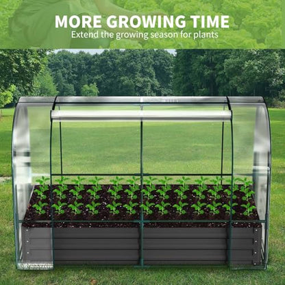 DoCred Garden Bed with PVC Cover, 72.8" x 37.4" x 47.2" Metal Planter Box - color: Black, size: 72.8" x 37.4" x 47.2"