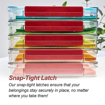 CATOOMUU 3-Pack 9x13 Shallow Flat Clear Plastic Project Case Storage Box - color: Small-Red