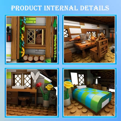 Reobrix Medieval Building Set Watermill Cabin House Model 1873PCS