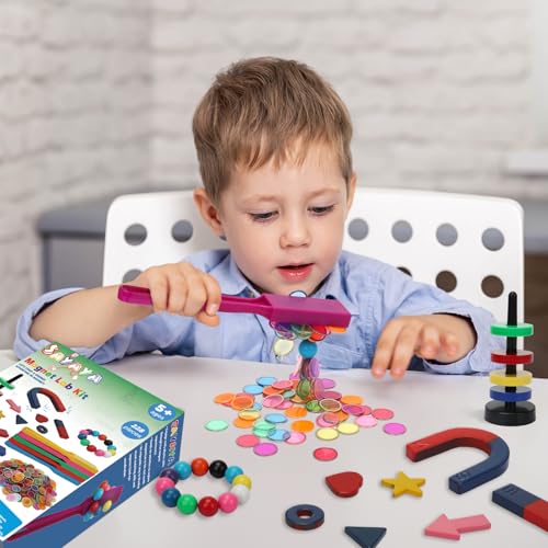 SAYAYA 228 PCS Magnetic Science Kit for Kids - Magnetic Balls, Bingo Wands with Chips, STEM Learning Set Magnet Toys for Classroom, Back to School Supplies, Educational Activities Gift for Boys Girls - size: 228 PCS