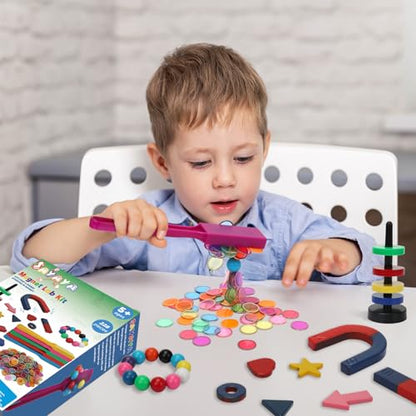 SAYAYA 228 PCS Magnetic Science Kit for Kids - Magnetic Balls, Bingo Wands with Chips, STEM Learning Set Magnet Toys for Classroom, Back to School Supplies, Educational Activities Gift for Boys Girls - size: 228 PCS