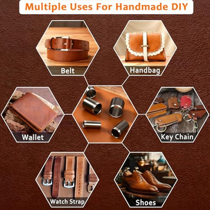 24 Pieces Leather Circle Cutter Tool Set, Hole Punch Tools with 1-15mm 20 25 30 35 40 45 50 55 60mm, High Carbon Steel Round Cutting Dies, Hole Punch Tool Kit for DIY Leather Crafts - size: 24 Sizes
