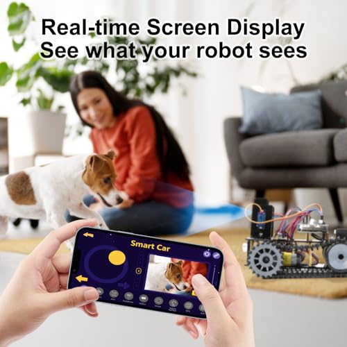 Robotics for Kids Ages 12-16, ACEBOTT 4 in 1 Smart Robot Kit with 3MP Camera + Tank Car, STEM Toys Coding Kit Compatible with Arduino & Scratch, App & Remote Control, for Kids & Teens - color: Yellow-black