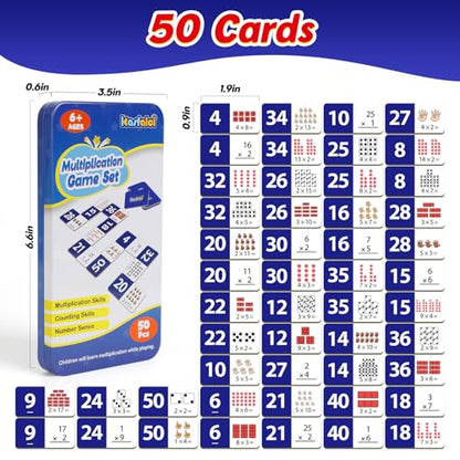 Kasfalci Multiplication Dominoes Set,Math Manipulatives Games for Kids,Counting Toy,Learning Games,Preschool Learning Activities,Homeschool Supplies,Kindergarten Classroom Must Haves,1st 2nd 3rd Grade - color: Dark Blue