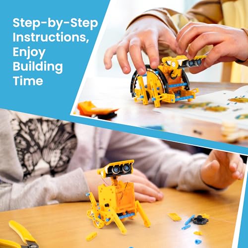 Sillbird Solar Robot Building Kit, 12-in-1 DIY STEM Gift for Boys Aged 8-13 - color: Yellow