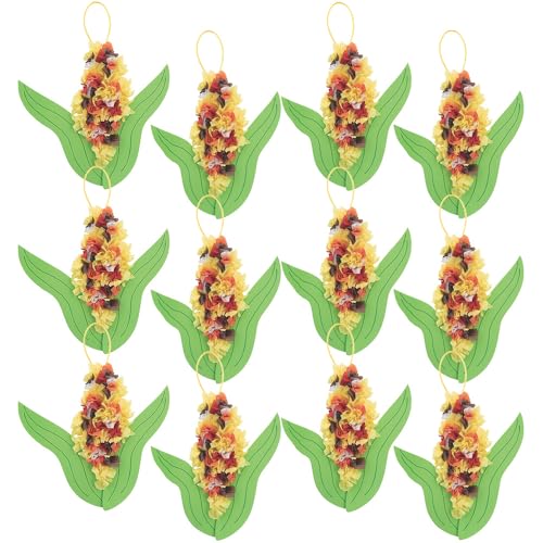 Fun Express Crinkle Tissue Paper Corn Craft Kit - Makes 12 - No Glue Needed - Fall Crafts for Kids