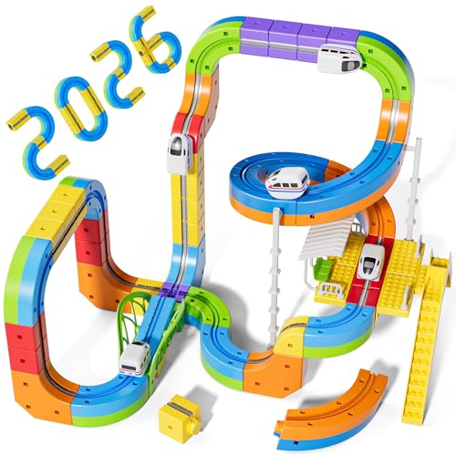 Electric Train Set, 3D Cube Track-DIY Rail Cube Block Kit - size: 113pcs+1 Car