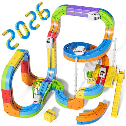 Electric Train Set, 3D Cube Track-DIY Rail Cube Block Kit - size: 113pcs+1 Car