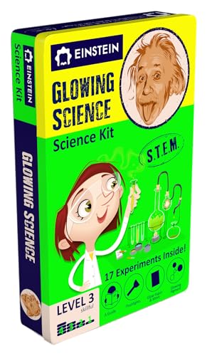 Einstein’s Glow in Dark Science Kit for Kids. STEM for Boys & Girls Aged 8 and Above. 18 Exciting Experiments Inside. Detailed Picture Guide Included. - color: Green and Yellow